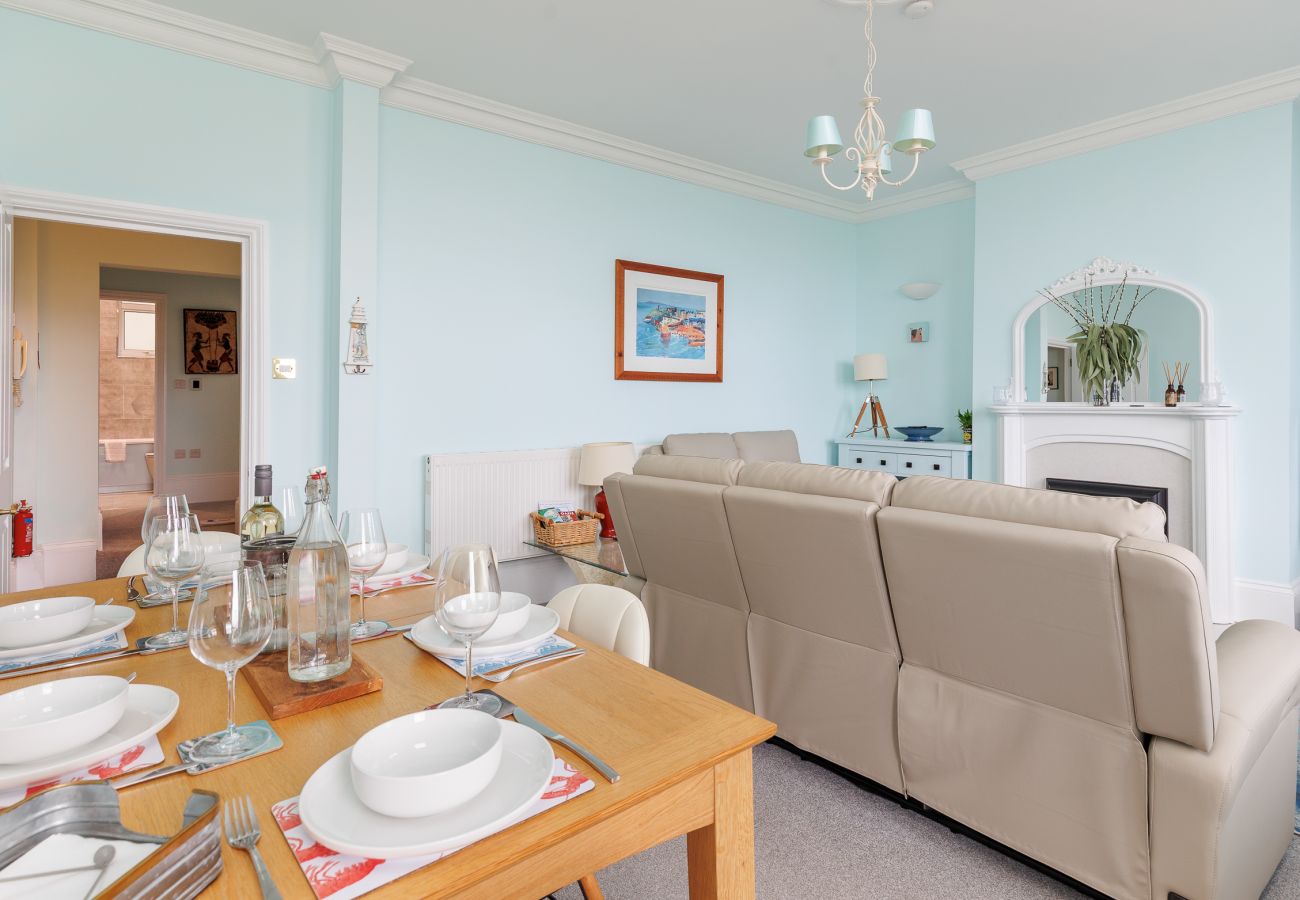 Stylish lounge and dining area in Cowes Garden Apartment for relaxing and meals