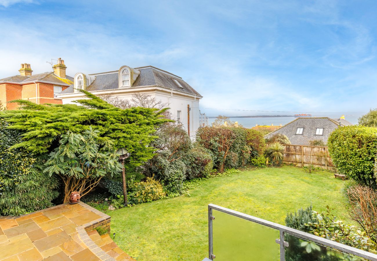 Patio of Cowes Garden Apartment overlooking the garden
