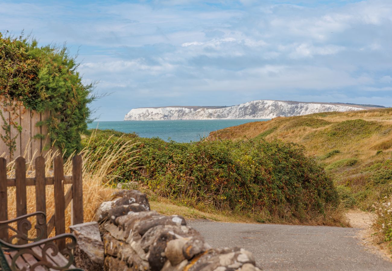 Sea views, dramatic coastline and white cliffs near Moon Chine Cottage on the Isle of Wight.