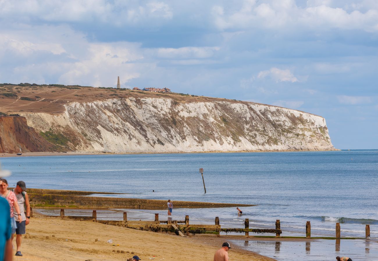 Beautiful view across Sandown Bay, with the sea and sandy beach stretching along the Isle of Wight coast.